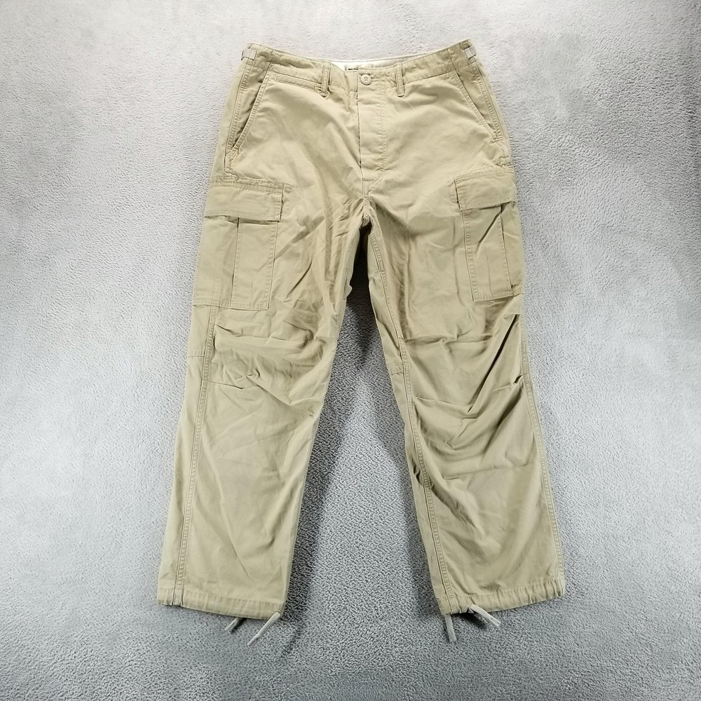 American Eagle Pants Mens 32 Beige AE77 Cargo Paratrooper Ankle Tie Military